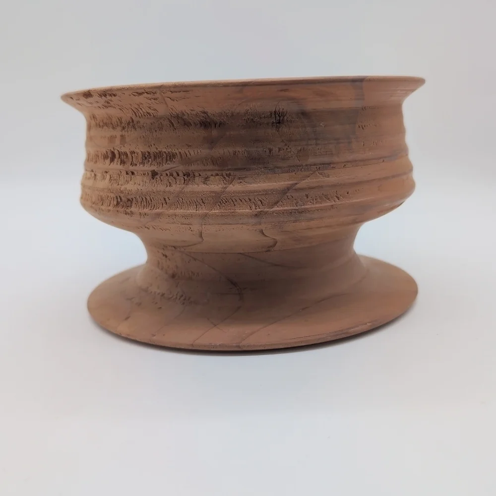 Vintage Handcrafted Wooden Pedestal Bowl Shane Zimmerman Lathe Created